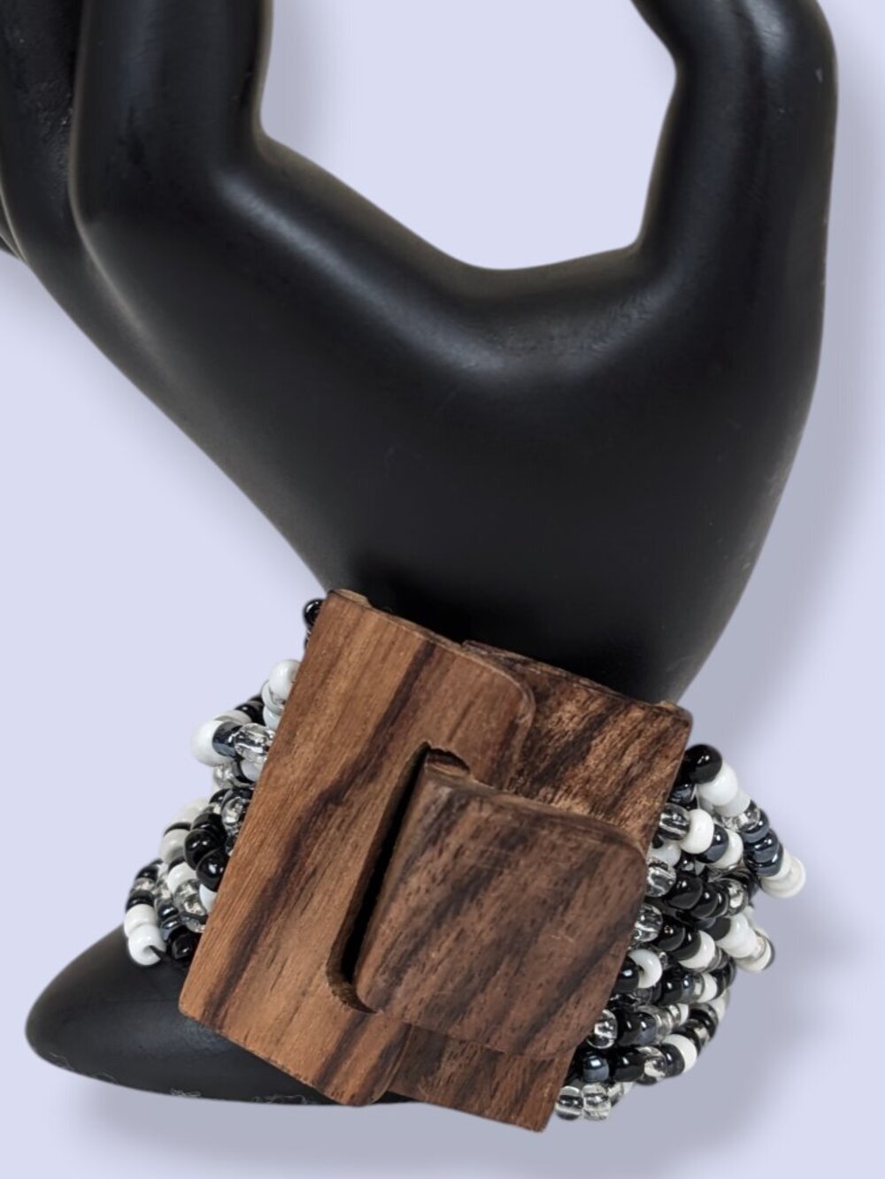 14-Strand Wood Clasp Stretch Bracelet